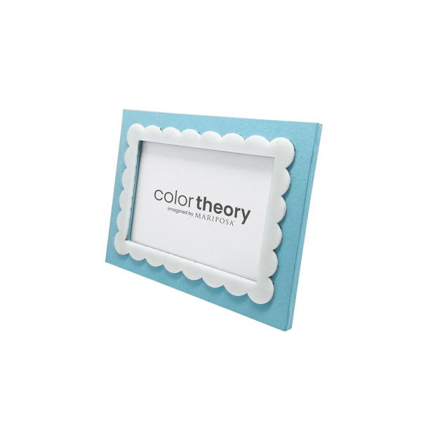Load image into Gallery viewer, Mariposa Sky Blue with White Scalloped Acrylic Border 4x6 Frame