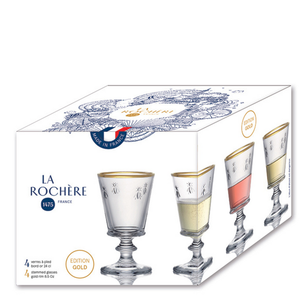 Load image into Gallery viewer, La Rochere Bee Wine Glasses Ltd Ed Gold Rim - Set of 4