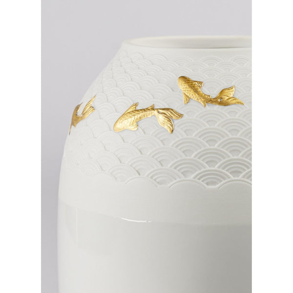 Load image into Gallery viewer, Lladro Koi Vase - Golden luster