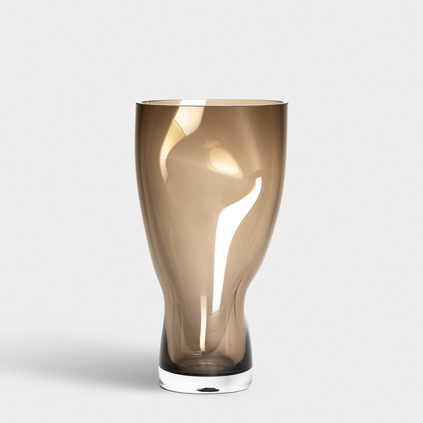 Load image into Gallery viewer, Orrefors Squeeze Smokey Brown Vase Small