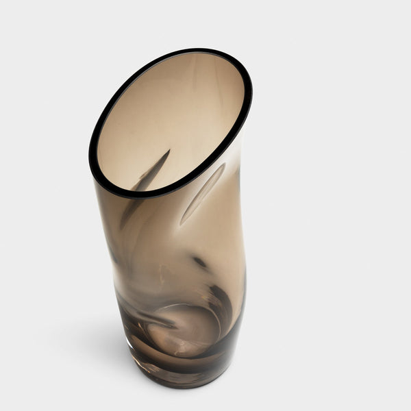 Load image into Gallery viewer, Orrefors Squeeze Smokey Brown Vase Small
