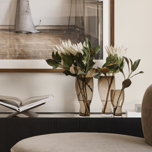 Load image into Gallery viewer, Orrefors Squeeze Smokey Brown Vase Tall