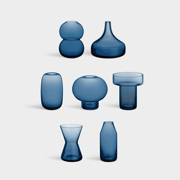 Load image into Gallery viewer, Orrefors Midsummer Vases Midnight Blue Mini Set Of 7 Ltd