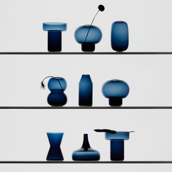 Load image into Gallery viewer, Orrefors Midsummer Vases Midnight Blue Mini Set Of 7 Ltd