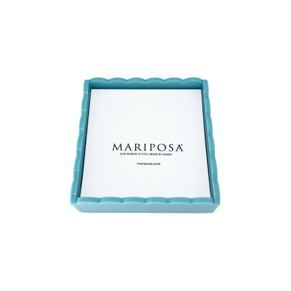 Load image into Gallery viewer, Mariposa Teal Scallop Napkin Box with Insert