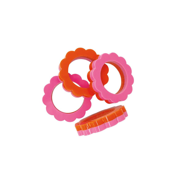 Load image into Gallery viewer, Mariposa Orange and Pink Scallop Napkin Ring Set of 4