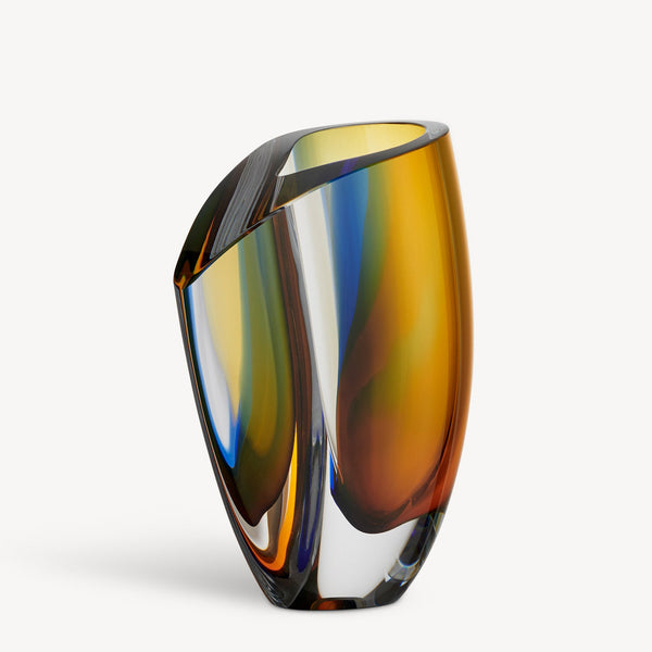 Load image into Gallery viewer, Kosta Boda Mirage Blue/Amber Vase Large