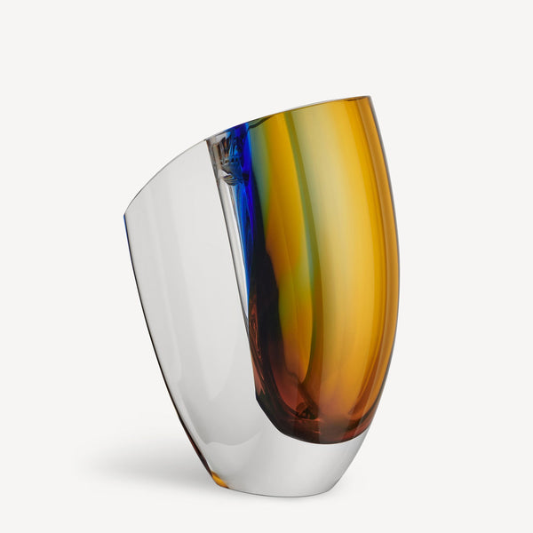 Load image into Gallery viewer, Kosta Boda Mirage Blue/Amber Vase Large