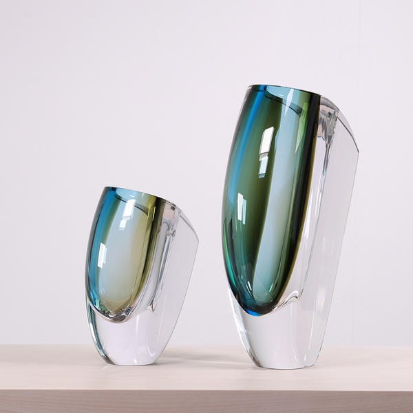 Load image into Gallery viewer, Kosta Boda Mirage Forest Green/Blue Vase Large