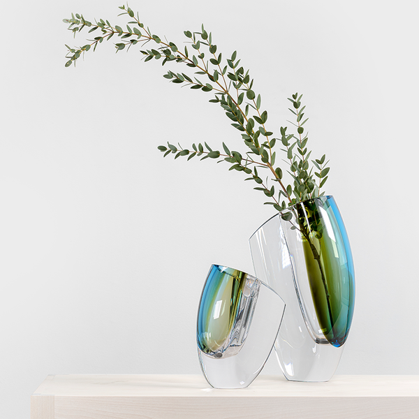 Load image into Gallery viewer, Kosta Boda Mirage Forest Green/Blue Vase XL