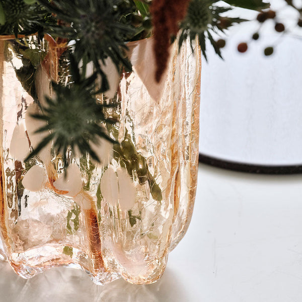 Load image into Gallery viewer, Kosta Boda Crackle Vase Tall Amber/Flamingo