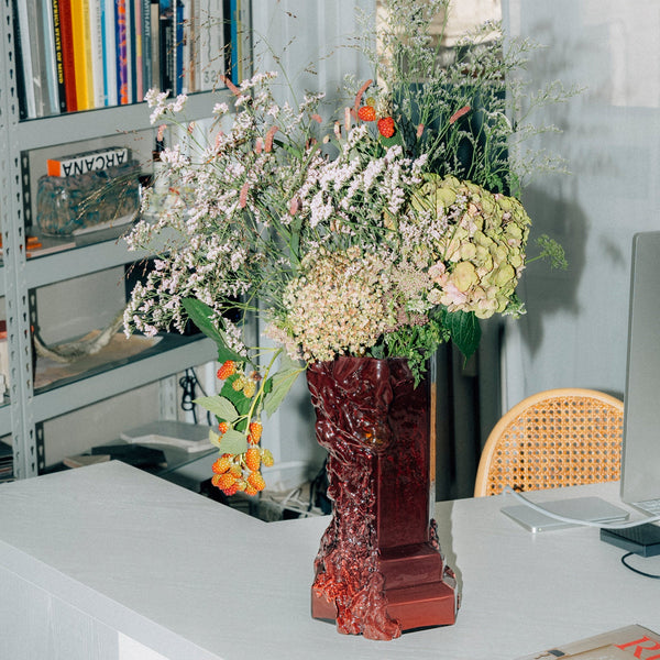 Load image into Gallery viewer, Kosta Boda Rocky Baroque Vase Oxblood