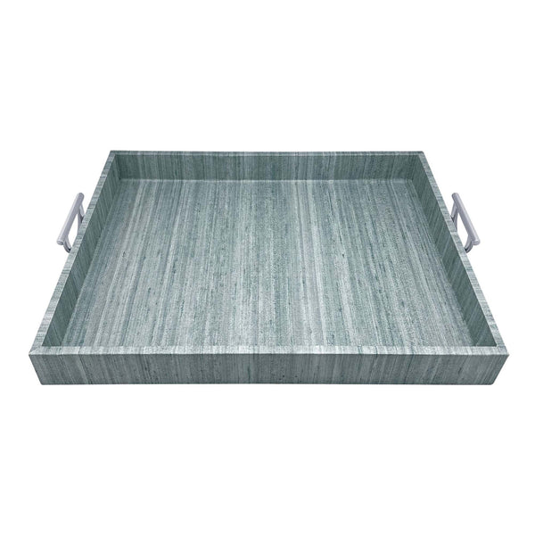 Load image into Gallery viewer, Mariposa Capri Faux Grasscloth Tray With Metal Handles