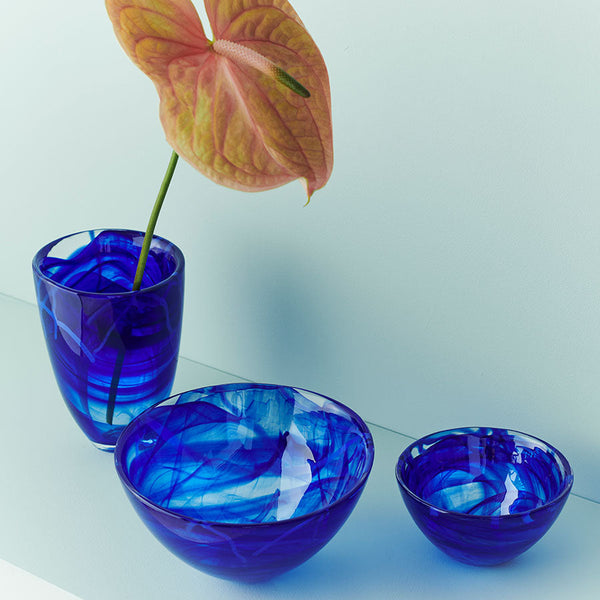 Load image into Gallery viewer, Kosta Boda Contrast Bowl Blue/Blue Medium
