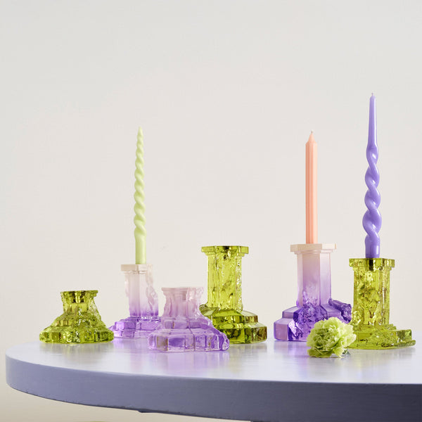 Load image into Gallery viewer, Kosta Boda Rocky Baroque Candlestick Lilac Haze Medium