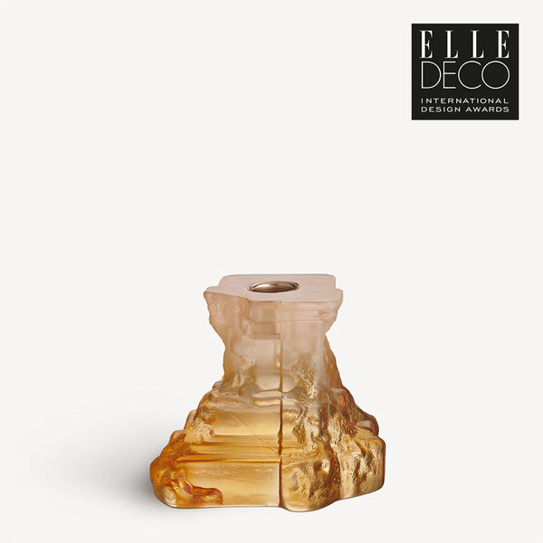 Load image into Gallery viewer, Kosta Boda Rocky Baroque Candlestick Amber Haze Small