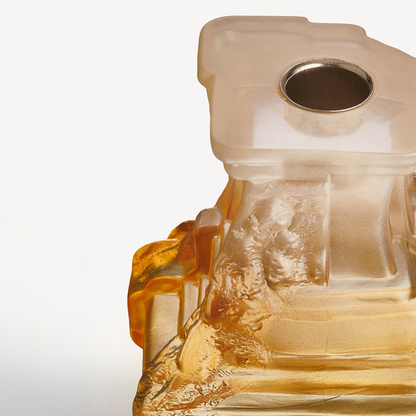 Load image into Gallery viewer, Kosta Boda Rocky Baroque Candlestick Amber Haze Small