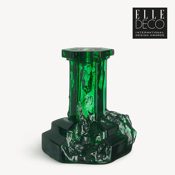 Load image into Gallery viewer, Kosta Boda Rocky Baroque Candlestick Emerald Green Large