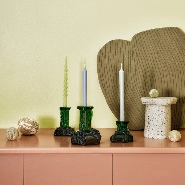 Load image into Gallery viewer, Kosta Boda Rocky Baroque Candlestick Emerald Green Large
