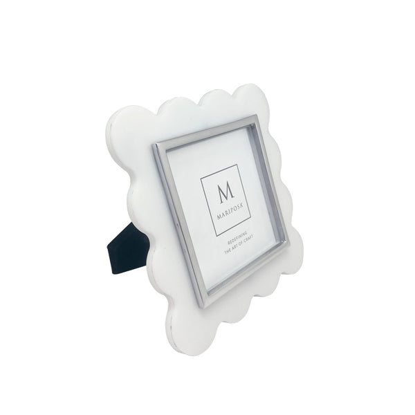 Load image into Gallery viewer, Mariposa White Acrylic Mod Scallop Square 4x4 Frame