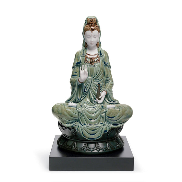 Load image into Gallery viewer, Lladro Kwan Yin Figurine - Green