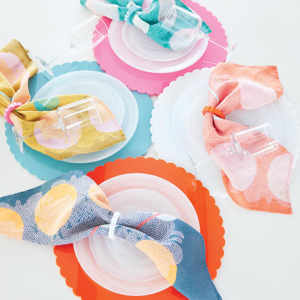 Load image into Gallery viewer, Mariposa White Scalloped Acrylic 15" Placemat Set of 2