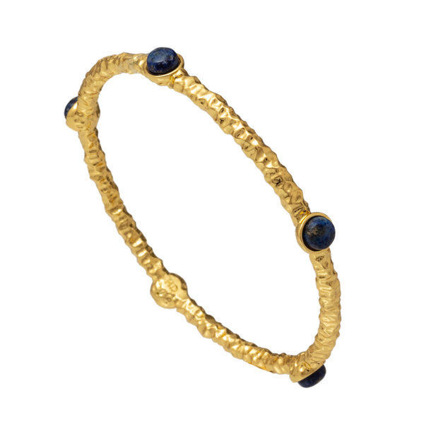 Load image into Gallery viewer, Halcyon Days Cabochon Deep Cobalt Gold Push-On Bangle