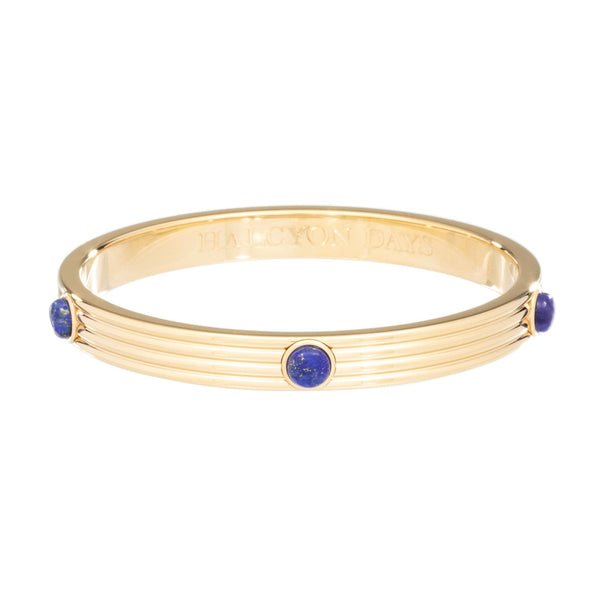Load image into Gallery viewer, Halcyon Days Ribbed Cabochon - Deep Cobalt - Gold - Bangle