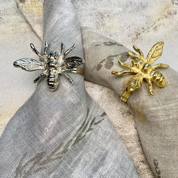 Load image into Gallery viewer, Bodrum Linens Bee - Napkin Rings - Set of 4