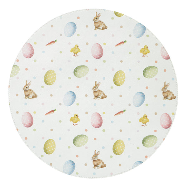 Load image into Gallery viewer, Bodrum Linens Bunny Trail 15" Round Mat - Easy Care Placemats - Set of 4