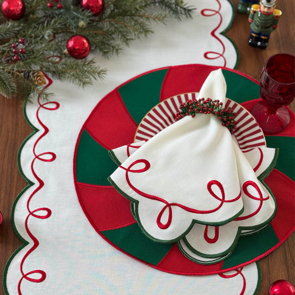 Load image into Gallery viewer, Bodrum Linens Candy Cane 15" Round Mat - Easy Care Placemats - Set of 4