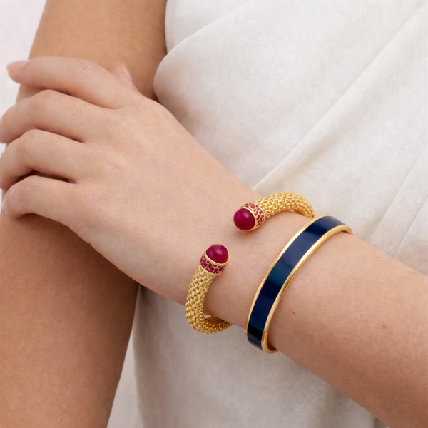 Load image into Gallery viewer, Halcyon Days Minoan Torque Hinged Bangle in Pink Tourmaline & Gold