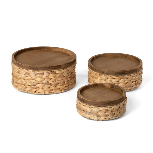 Load image into Gallery viewer, Park Hill Collection Woven Water Hyacinth Round Storage Basket, Set of 3