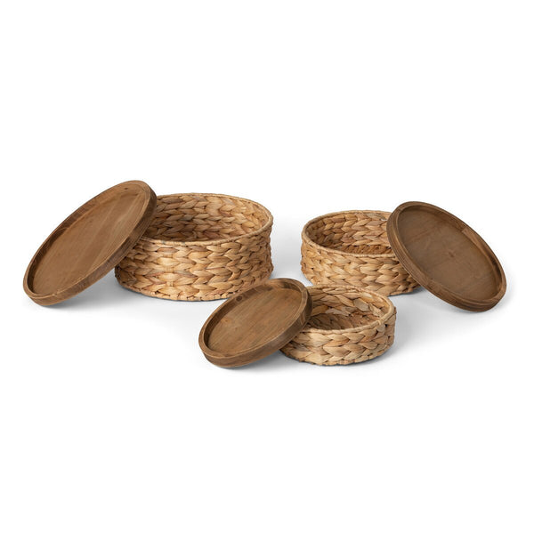 Load image into Gallery viewer, Park Hill Collection Woven Water Hyacinth Round Storage Basket, Set of 3