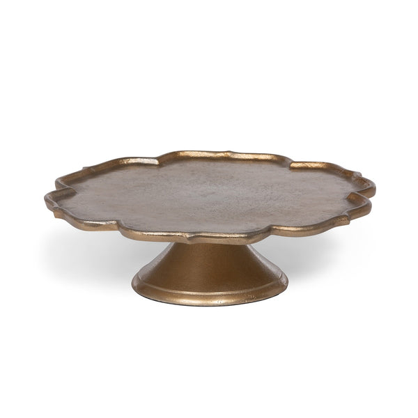 Load image into Gallery viewer, Park Hill Collection Scalloped Edge Cast Aluminum Cake Plate, 15 in.