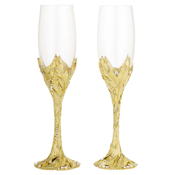 Load image into Gallery viewer, Olivia Riegel Gold Preen Flute (Set of 2)