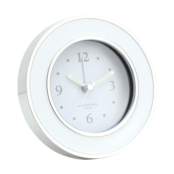 Load image into Gallery viewer, Addison Ross White & Silver Silent Alarm Clock