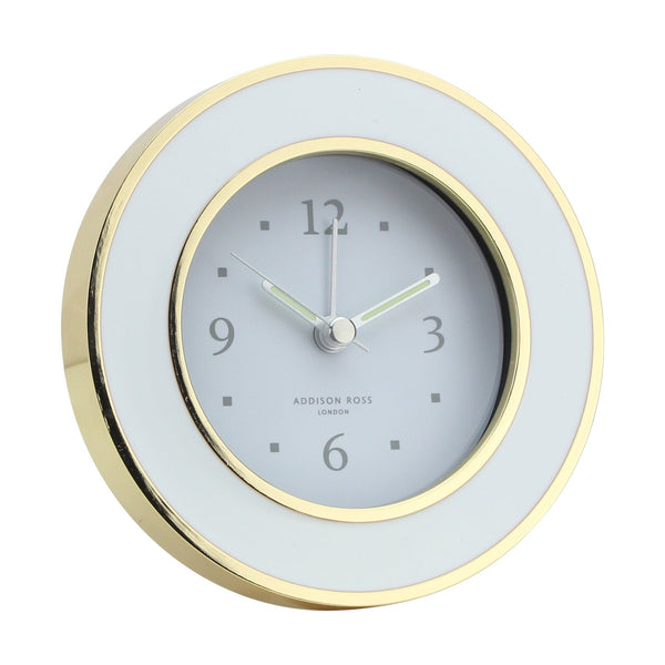Load image into Gallery viewer, Addison Ross White & Gold Silent Alarm Clock
