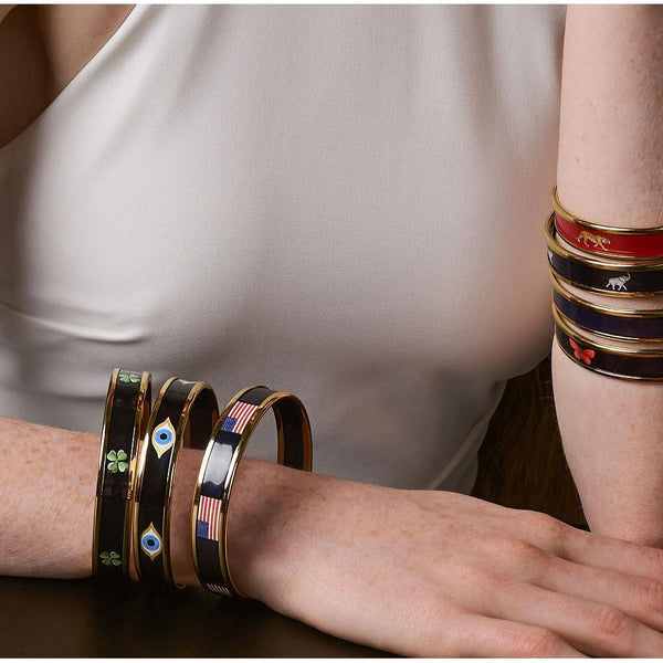 Load image into Gallery viewer, Halcyon Days "Four Leaf Clover Navy" Bangle