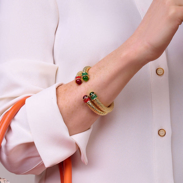 Load image into Gallery viewer, Halcyon Days Minoan Torque Ruby & Gold Bangle