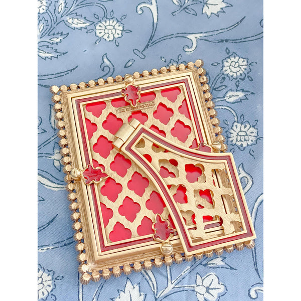 Load image into Gallery viewer, Jay Strongwater Emilia Stone Edge 3" x 4" Picture Frame - Ruby