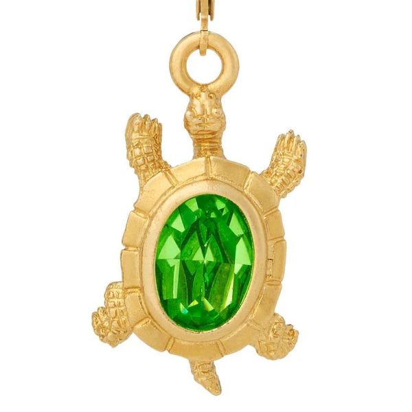 Load image into Gallery viewer, Olivia Riegel Peridot Turtle Leverback Drop Earrings
