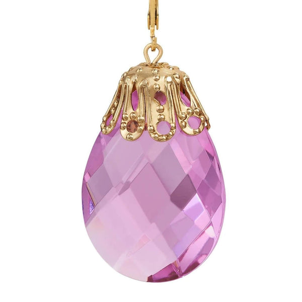 Load image into Gallery viewer, Olivia Riegel Pink Briolette Crystal Leverback Earrings