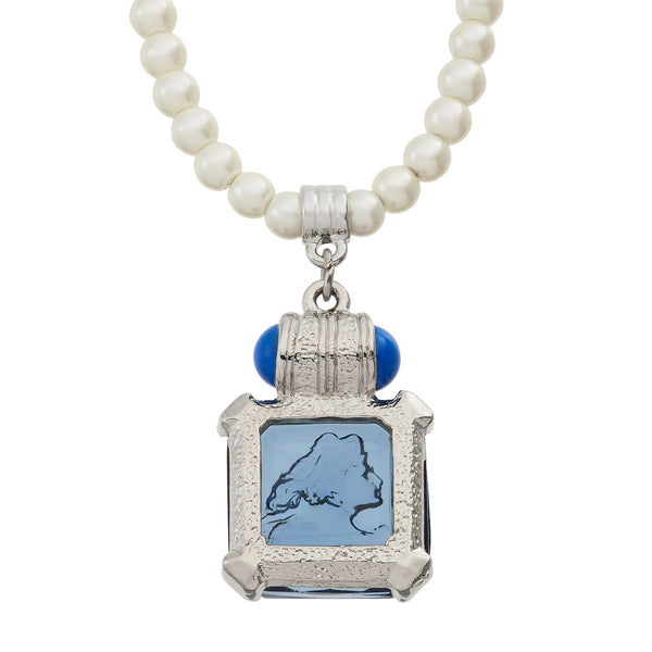 Load image into Gallery viewer, Olivia Riegel Blue Venetian Glass Intaglio Pendant on Glass Pearl Necklace