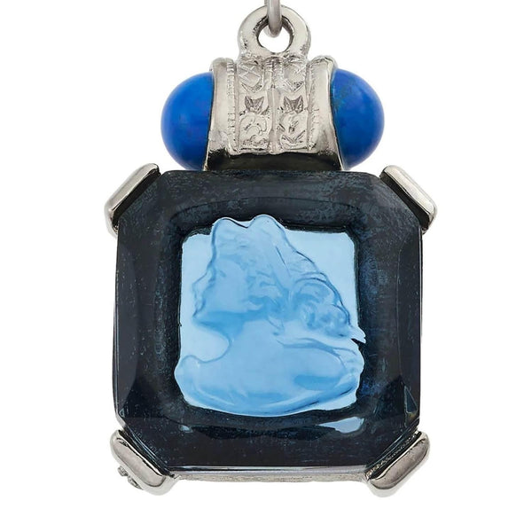 Load image into Gallery viewer, Olivia Riegel Blue Venetian Glass Intaglio Pendant on Glass Pearl Necklace