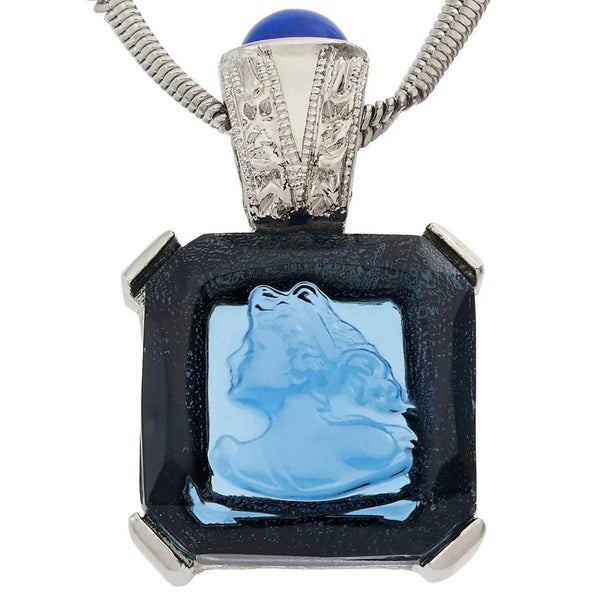 Load image into Gallery viewer, Olivia Riegel Blue Venetian Glass Intaglio Pendant Necklace