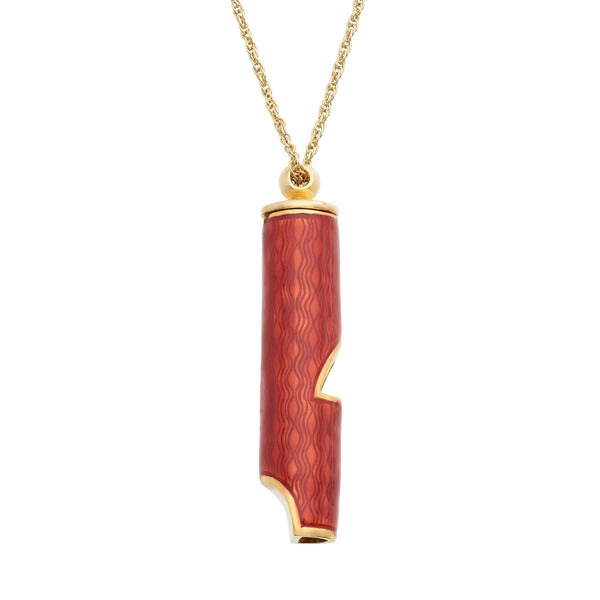 Load image into Gallery viewer, Olivia Riegel Red Guilloché Enamel Whistle Pendant Necklace