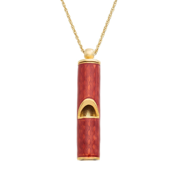 Load image into Gallery viewer, Olivia Riegel Red Guilloché Enamel Whistle Pendant Necklace