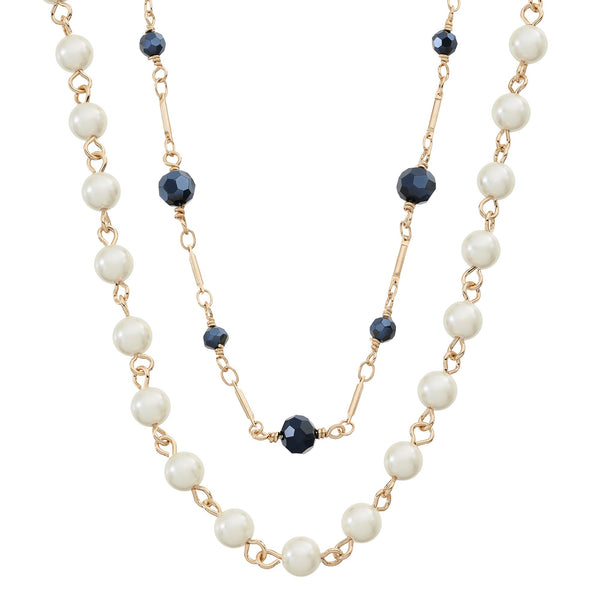 Load image into Gallery viewer, Olivia Riegel Glass Pearl & Hematite Double Strand Necklace