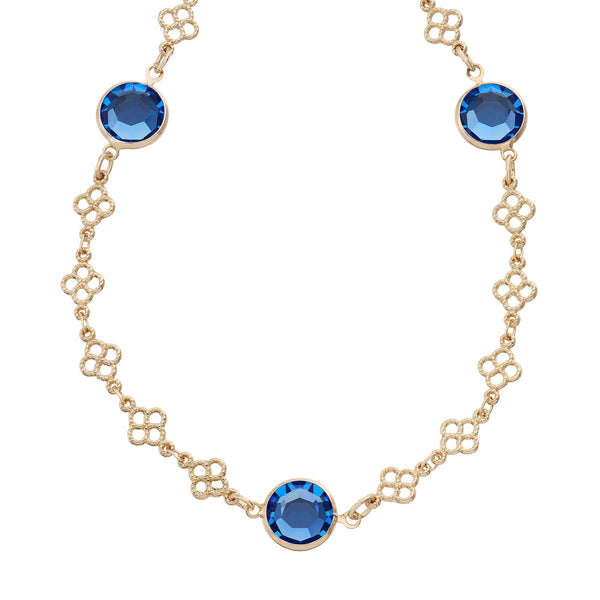 Load image into Gallery viewer, Olivia Riegel Sapphire Crystal Station Filigree Necklace